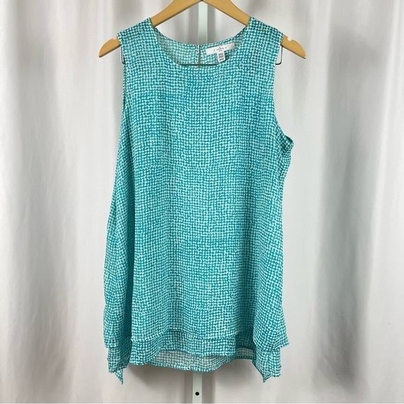 Fever Medium Double Layer Sleeveless Blouse Tank Top Flowy Vacation Summer Light - Picture 1 of 9